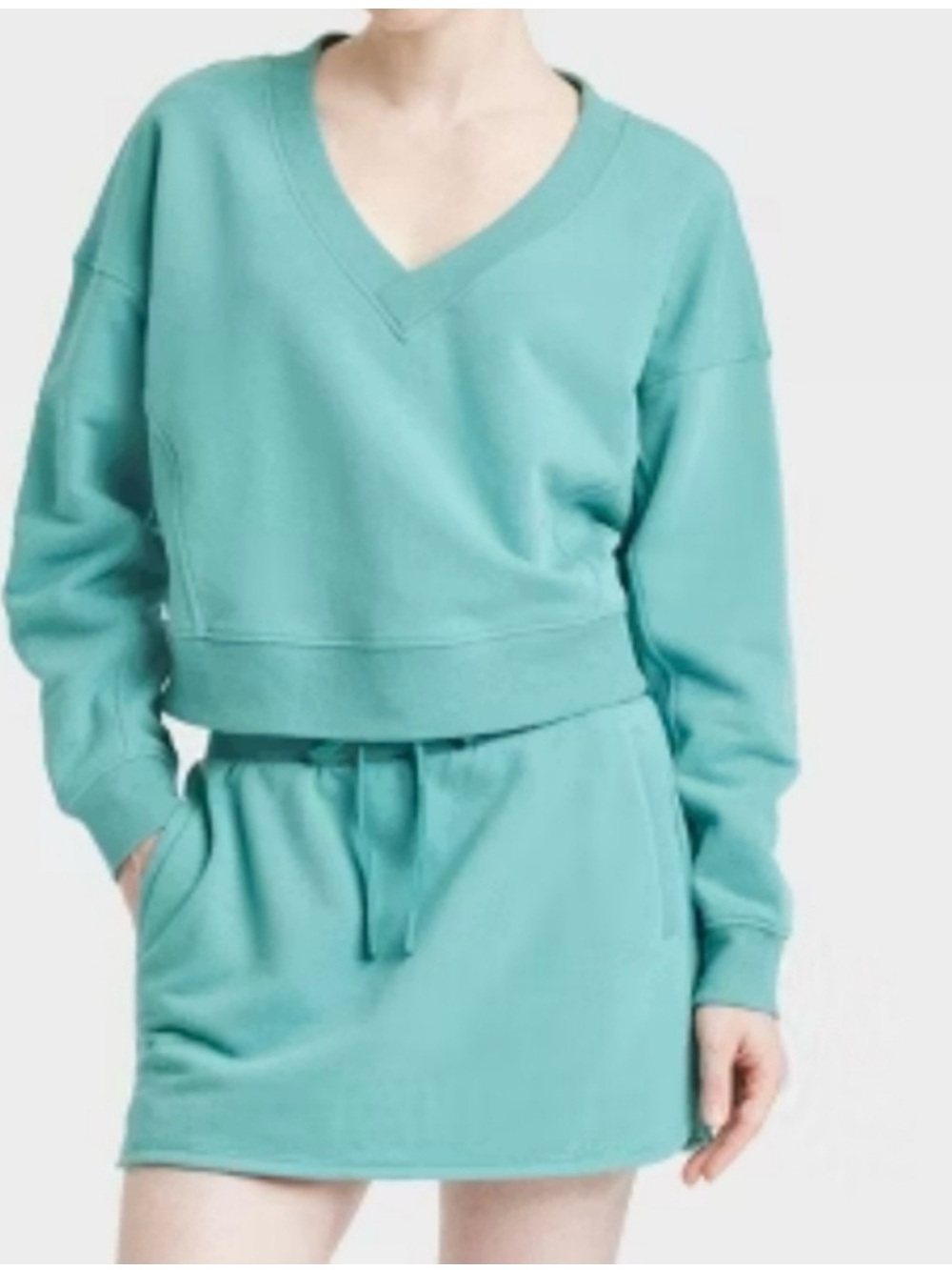 JoyLab Aqua V-Neck Crop Top & Skort Lounge Set